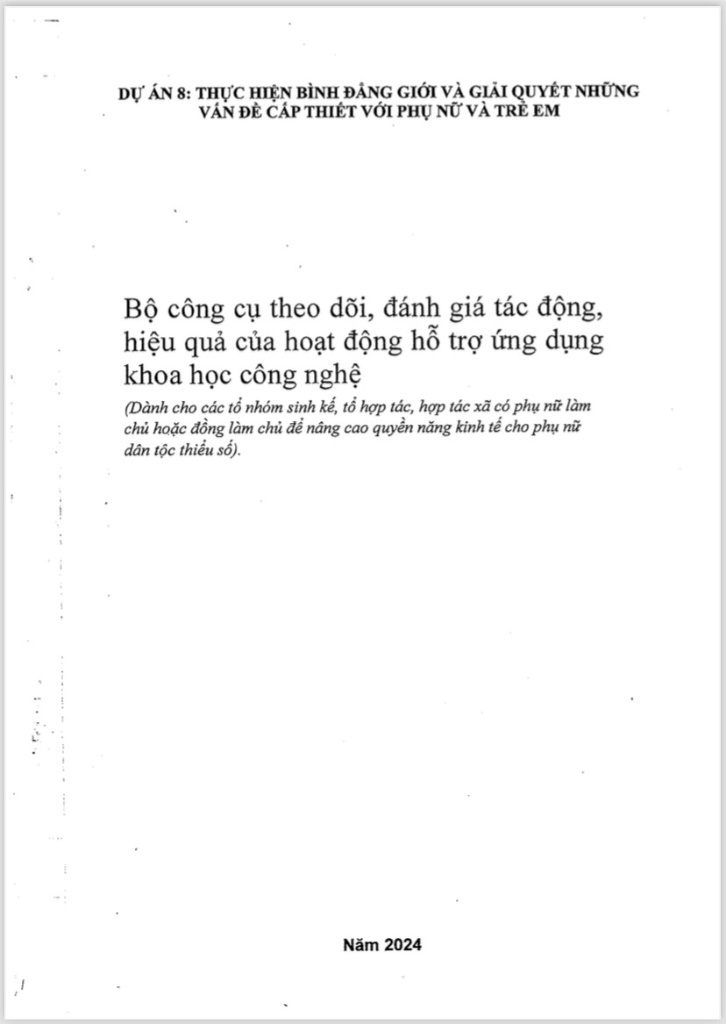 Tài liệu tập huấn ứng dụng KHCN Dự án 8