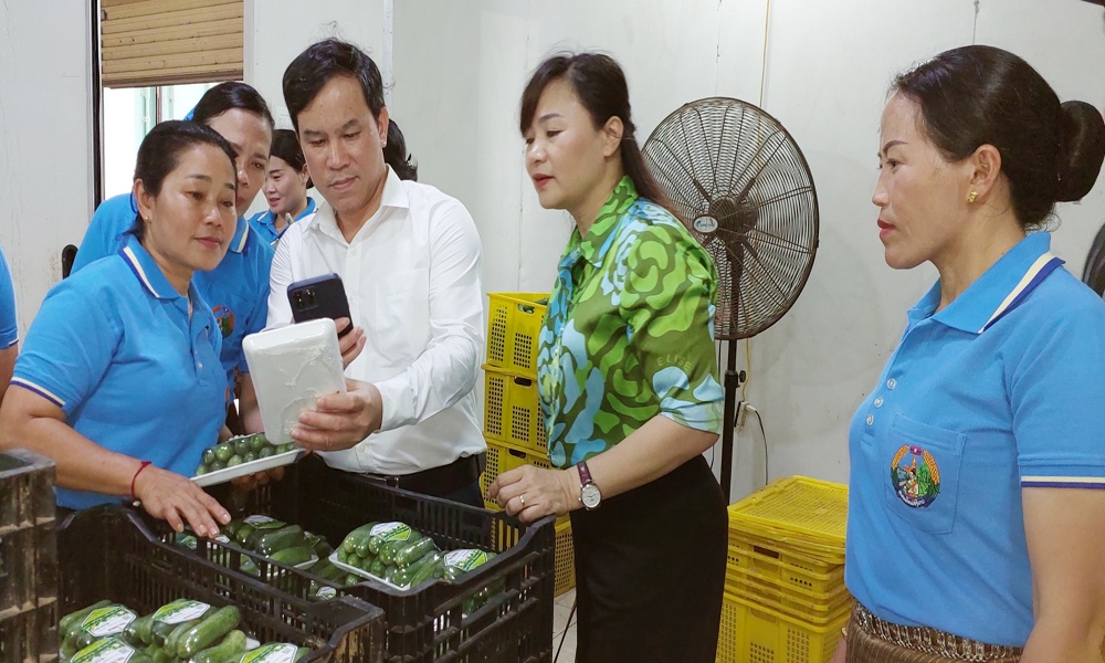 Đoàn công tác Hội LHPN tỉnh Xay Sổm Bun (Lào) làm việc  tại huyện Yên Dũng