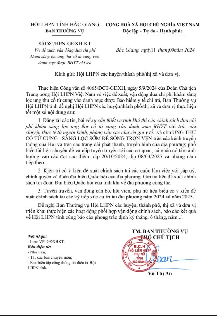 Đề xuất, vận động đưa chi phí khám sáng lọc ung thư cổ tử cung vào danh mục được BHYT chi trả