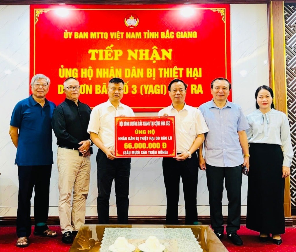Hội đồng hương Bắc Giang tại Cộng hoà Séc ủng hộ Nhân dân bị thiệt hại do cơn bão số 3