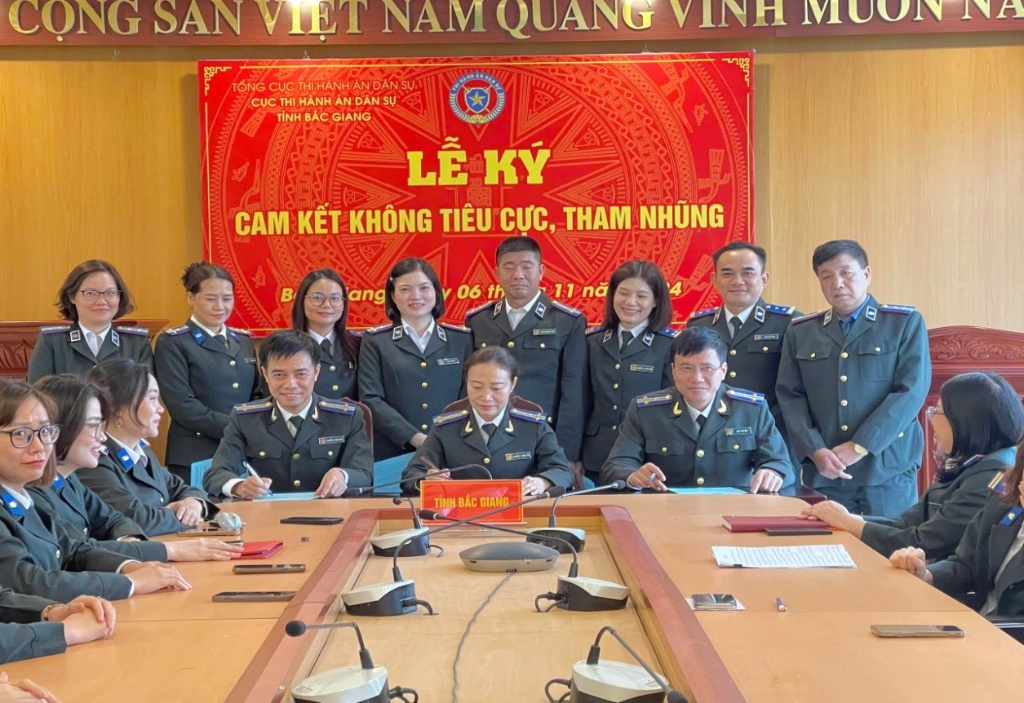 Cục Thi hành án dân sự tỉnh Bắc Giang tổ chức: Lễ ký cam kết không tiêu cực, không tham nhũng