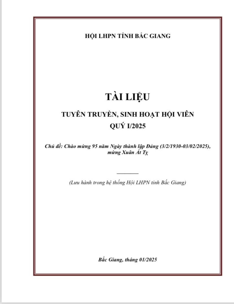 Tài liệu sinh hoạt hội viên quý I/2025