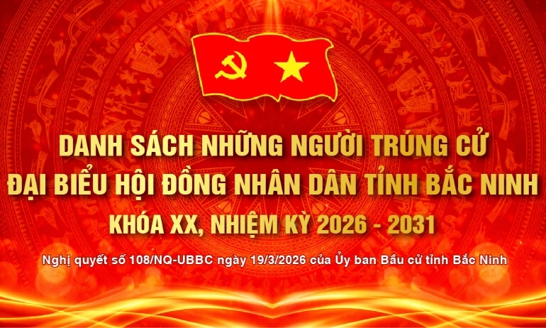 Danh sách những người trúng cử đại biểu HĐND tỉnh Bắc Ninh khoá XX nhiệm kỳ 2026 - 2031